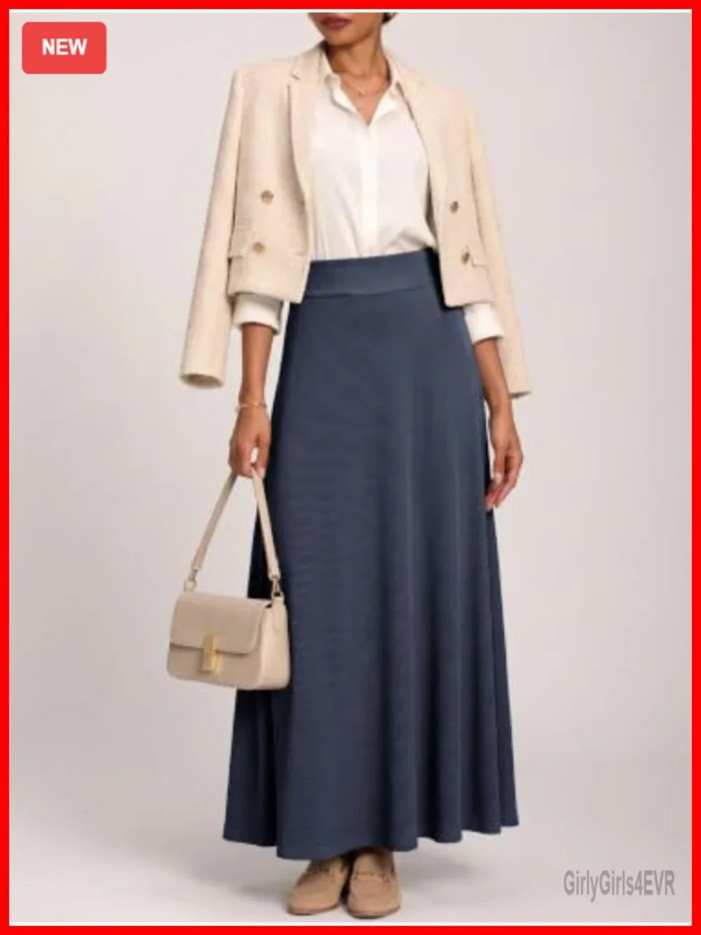 Women's High Waisted A-Line Maxi Skirt Pull On Flowy Elastic Waist